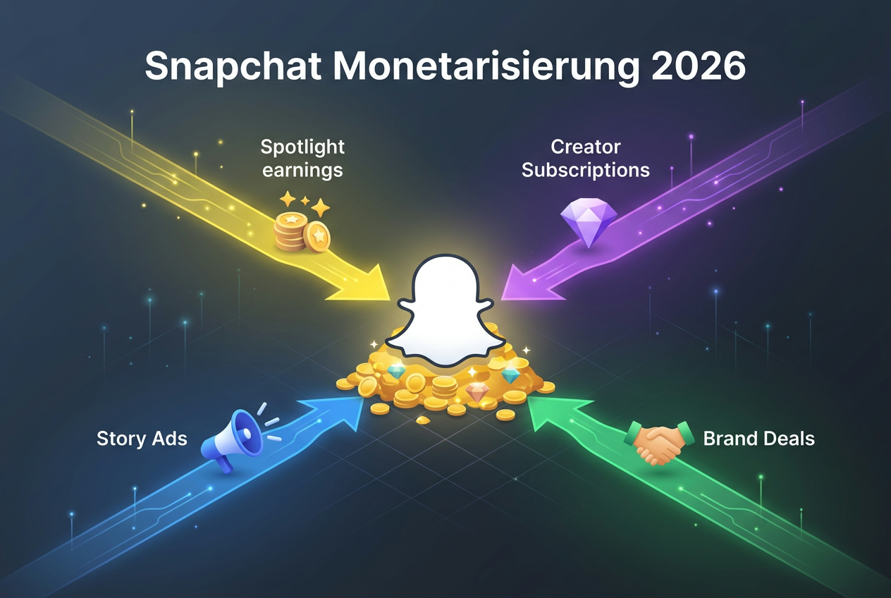 Snapchat Monetarisierung 2026 - Spotlight, Creator Subscriptions, Story Ads, Brand Deals